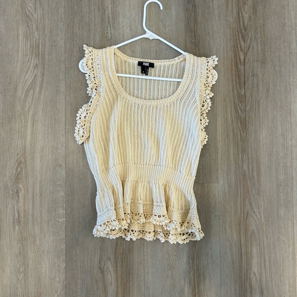 PAIGE Cream Crochet Trim Sleeveless Top - Picture 2 of 3